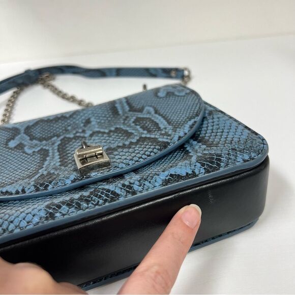 Rebecca Minkoff Snake Python Blue Leather Love Too Shoulder Crossbody Strap - Picture 3 of 7